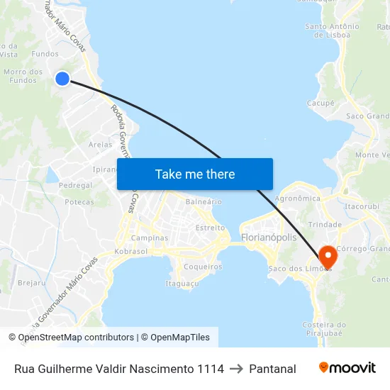 Rua Guilherme Valdir Nascimento 1114 to Pantanal map