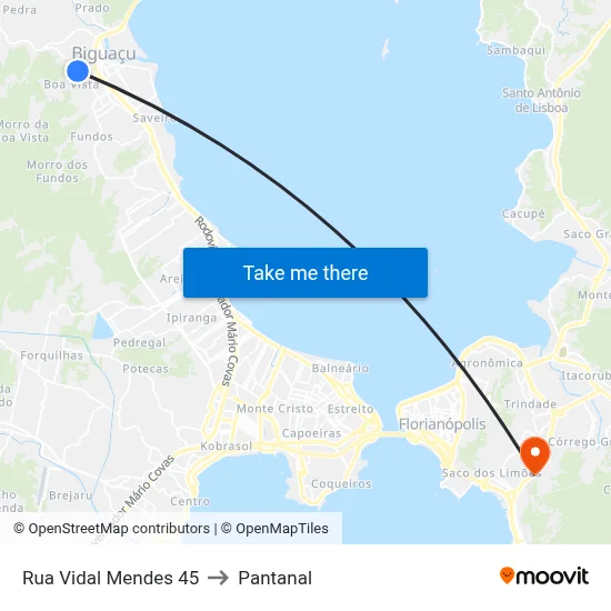 Rua Vidal Mendes 45 to Pantanal map