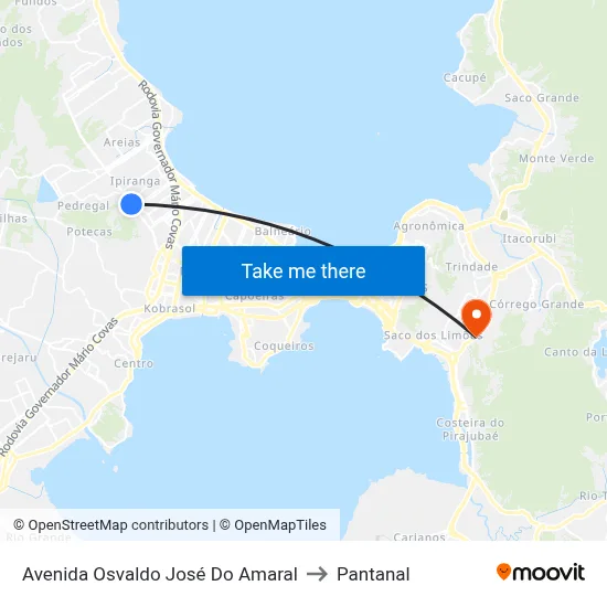 Avenida Osvaldo José Do Amaral to Pantanal map