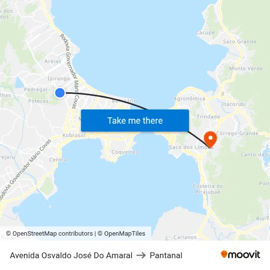 Avenida Osvaldo José Do Amaral to Pantanal map