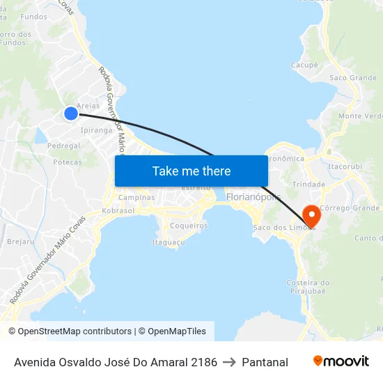 Avenida Osvaldo José Do Amaral 2186 to Pantanal map