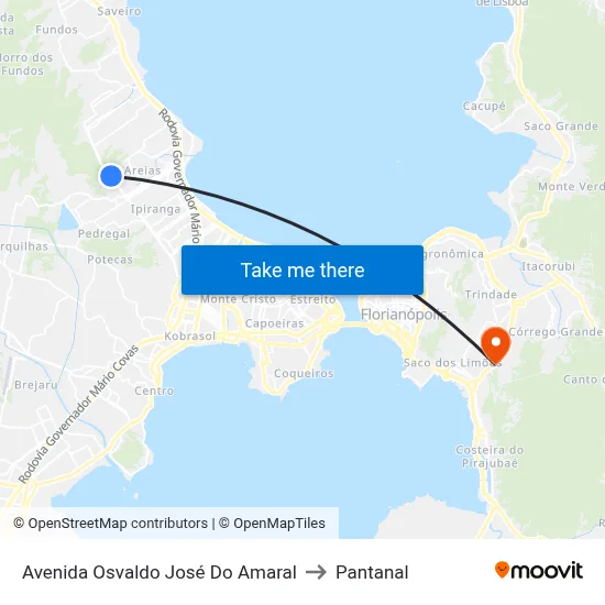 Avenida Osvaldo José Do Amaral to Pantanal map