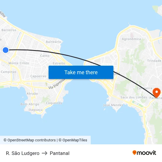R. São Ludgero to Pantanal map