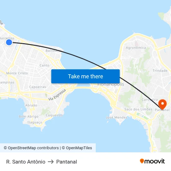 R. Santo Antônio to Pantanal map