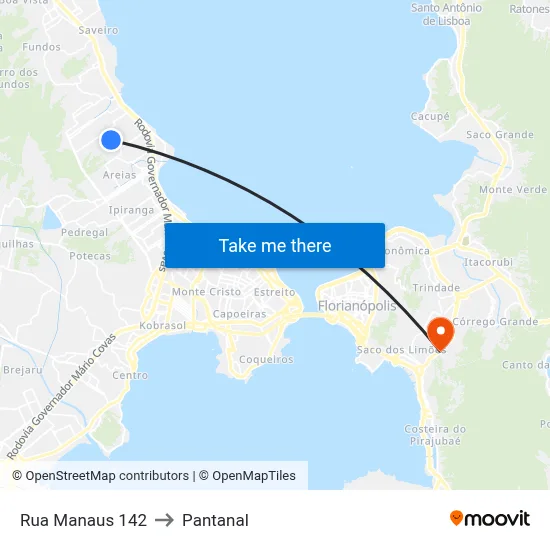 Rua Manaus 142 to Pantanal map