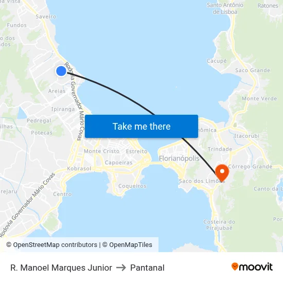 R. Manoel Marques Junior to Pantanal map