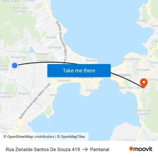 Rua Zenaide Santos De Souza 419 to Pantanal map
