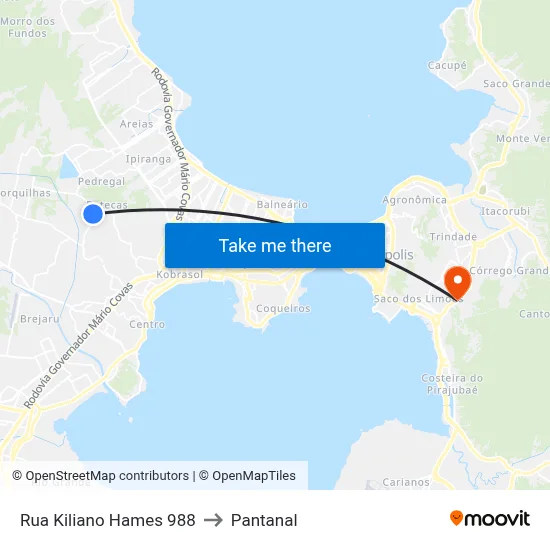 Rua Kiliano Hames 988 to Pantanal map