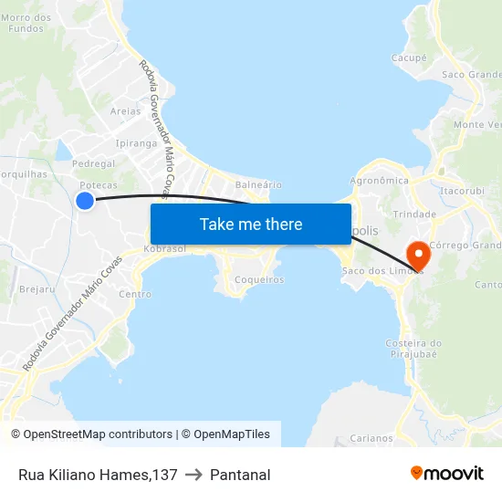 Rua Kiliano Hames,137 to Pantanal map