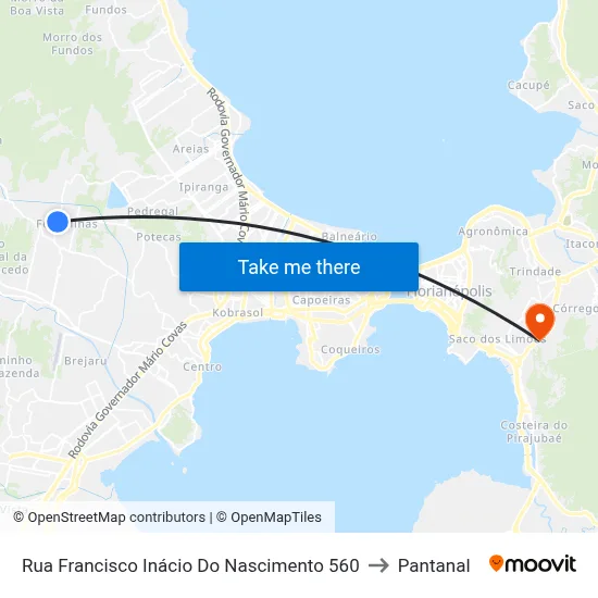 Rua Francisco Inácio Do Nascimento 560 to Pantanal map