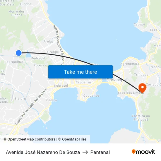 Avenida José Nazareno De Souza to Pantanal map