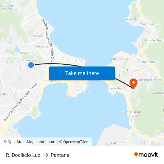 Rua Docilicio Luz 1435 to Pantanal map