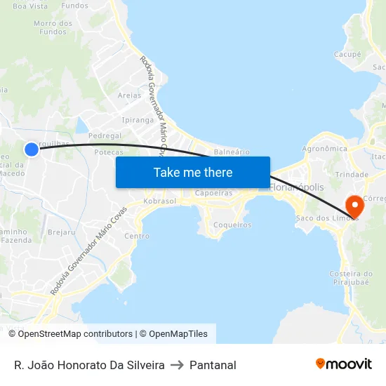 R. João Honorato Da Silveira to Pantanal map