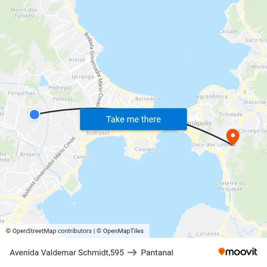 Avenida Valdemar Schmidt,595 to Pantanal map