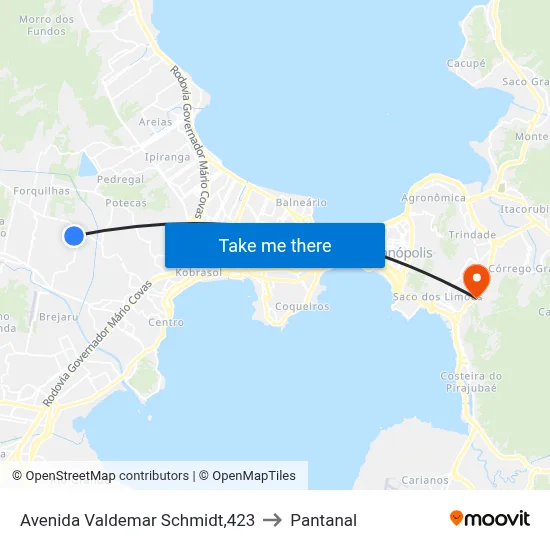 Avenida Valdemar Schmidt,423 to Pantanal map