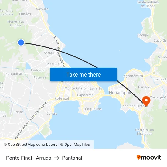 Ponto Final - Arruda to Pantanal map