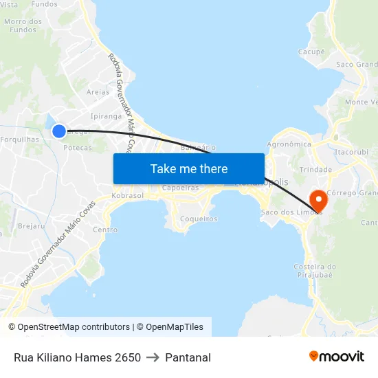 Rua Kiliano Hames 2650 to Pantanal map