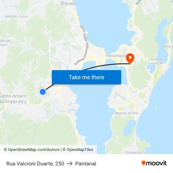 Rua Valcioni Duarte, 250 to Pantanal map