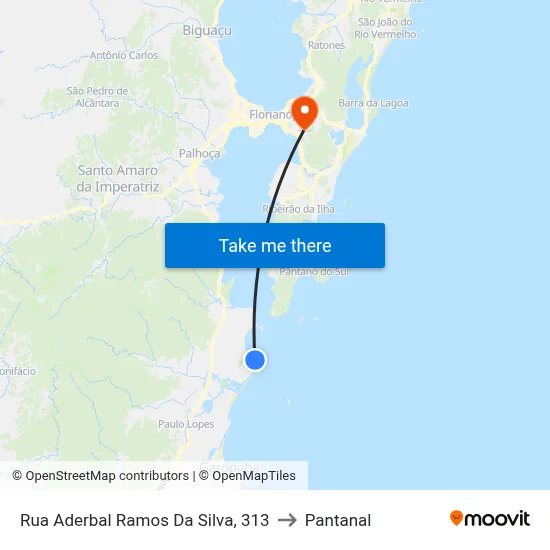 Rua Aderbal Ramos Da Silva, 313 to Pantanal map