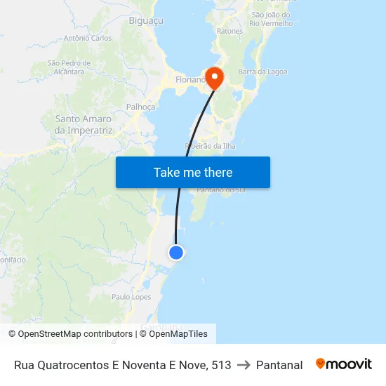 Rua Quatrocentos E Noventa E Nove, 513 to Pantanal map