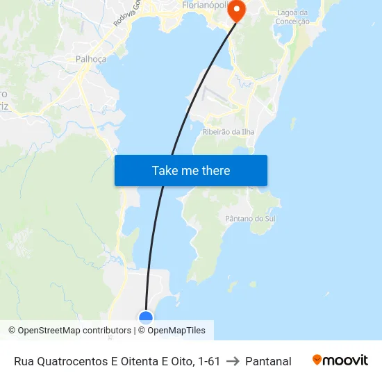 Rua Quatrocentos E Oitenta E Oito, 1-61 to Pantanal map