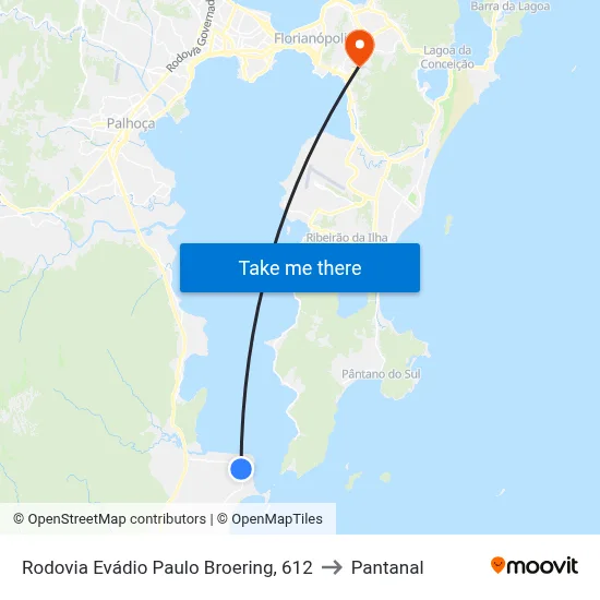 Rodovia Evádio Paulo Broering, 612 to Pantanal map