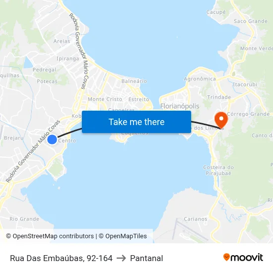Rua Das Embaúbas, 92-164 to Pantanal map