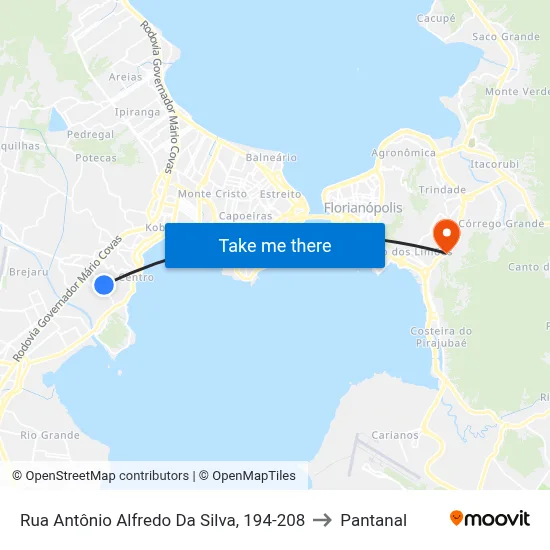 Rua Antônio Alfredo Da Silva, 194-208 to Pantanal map