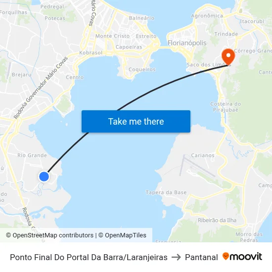 Ponto Final Do Portal Da Barra/Laranjeiras to Pantanal map