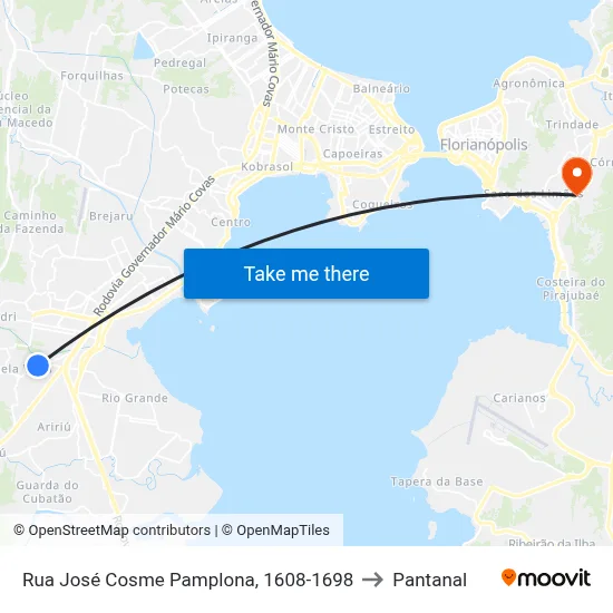 Rua José Cosme Pamplona, 1608-1698 to Pantanal map