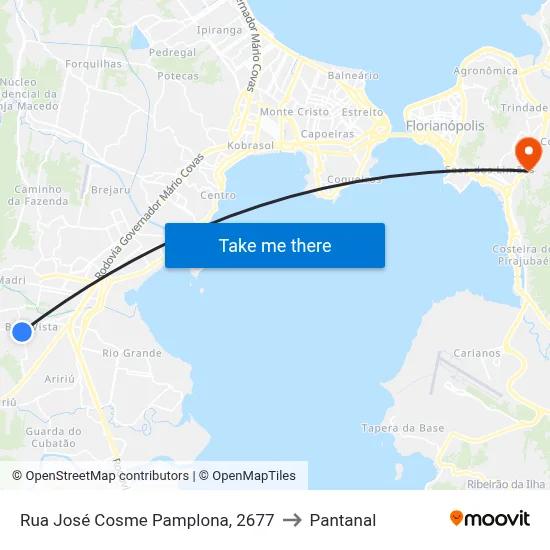Rua José Cosme Pamplona, 2677 to Pantanal map