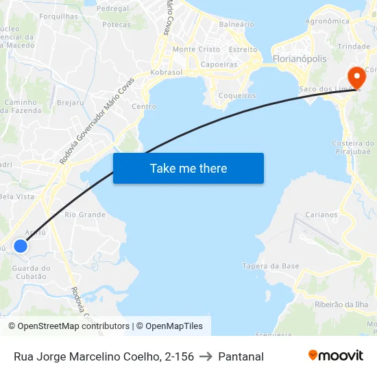 Rua Jorge Marcelino Coelho, 2-156 to Pantanal map