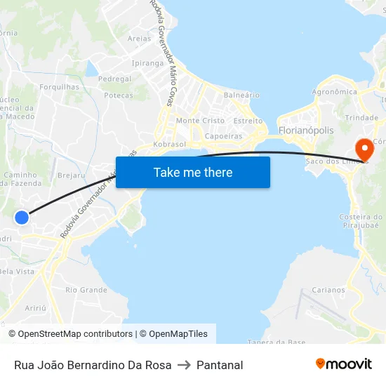 Rua João Bernardino Da Rosa to Pantanal map