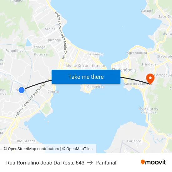 Rua Romalino João Da Rosa, 643 to Pantanal map