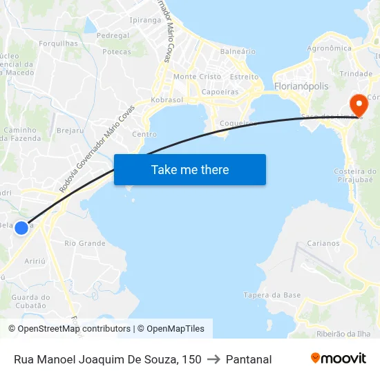 Rua Manoel Joaquim De Souza, 150 to Pantanal map