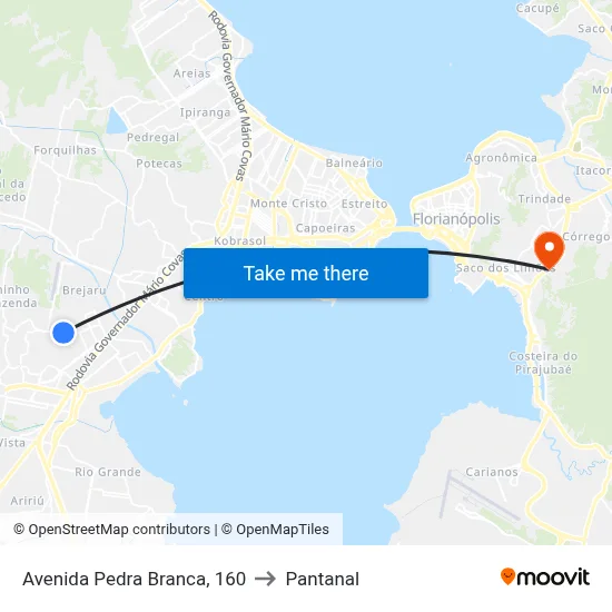 Avenida Pedra Branca, 160 to Pantanal map