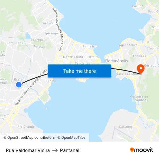 Rua Valdemar Vieira to Pantanal map