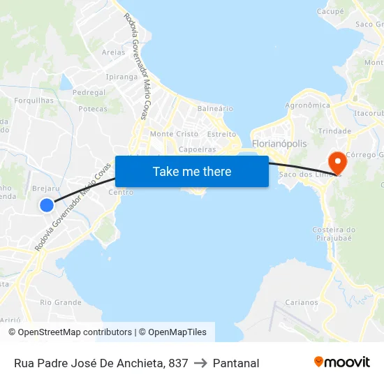 Rua Padre José De Anchieta, 837 to Pantanal map
