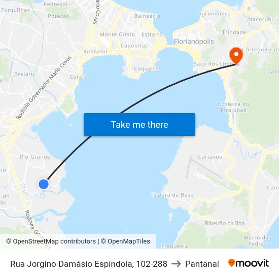 Rua Jorgino Damásio Espíndola, 102-288 to Pantanal map