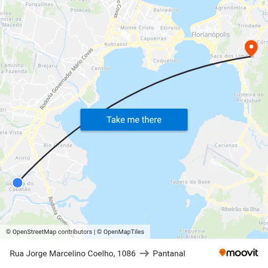 Rua Jorge Marcelino Coelho, 1086 to Pantanal map
