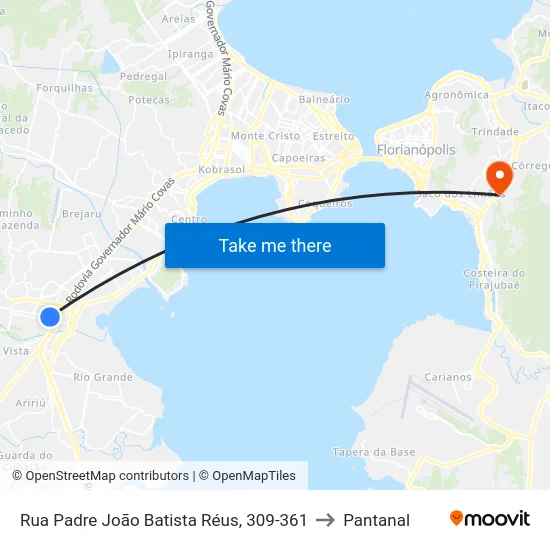 Rua Padre João Batista Réus, 309-361 to Pantanal map