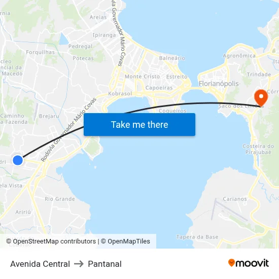 Avenida Central to Pantanal map