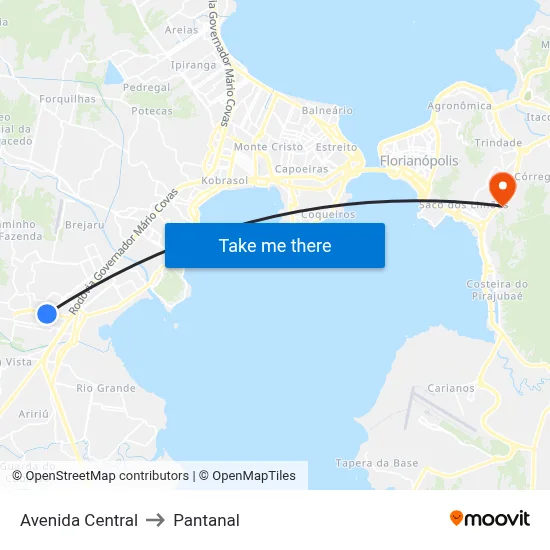 Avenida Central to Pantanal map