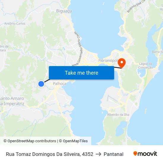 Rua Tomaz Domingos Da Silveira, 4352 to Pantanal map