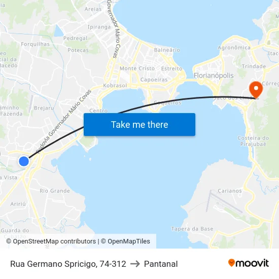 Rua Germano Spricigo, 74-312 to Pantanal map