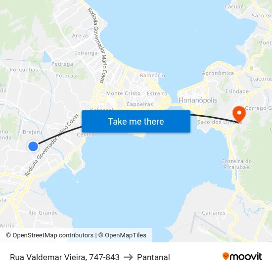 Rua Valdemar Vieira, 747-843 to Pantanal map