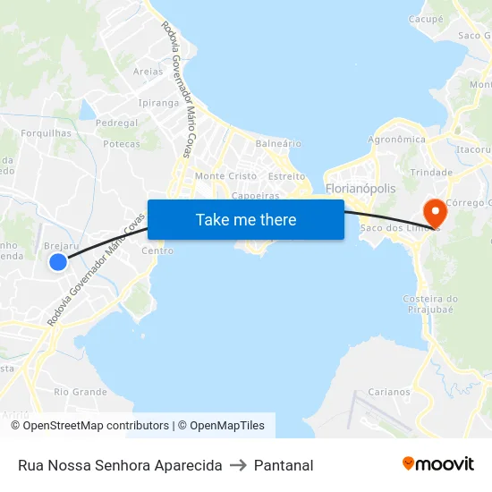 Rua Nossa Senhora Aparecida to Pantanal map