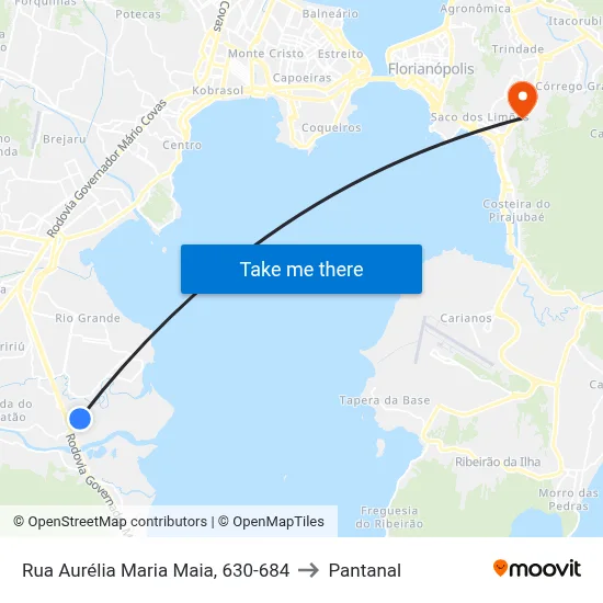 Rua Aurélia Maria Maia, 630-684 to Pantanal map