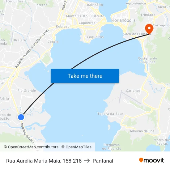 Rua Aurélia Maria Maia, 158-218 to Pantanal map