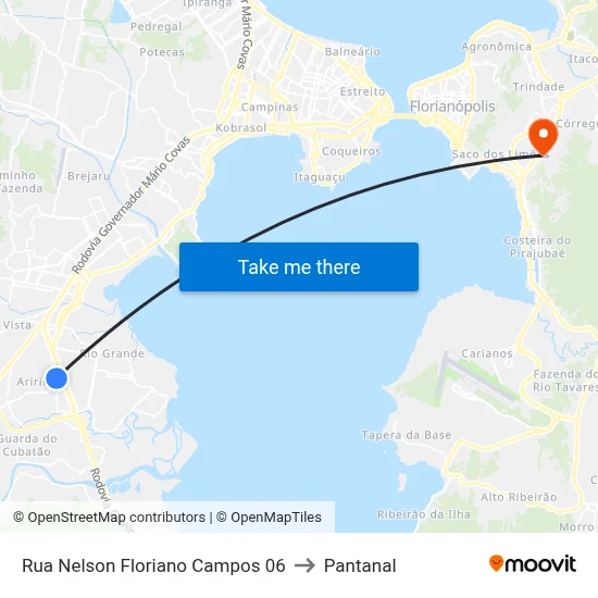 Rua Nelson Floriano Campos 06 to Pantanal map